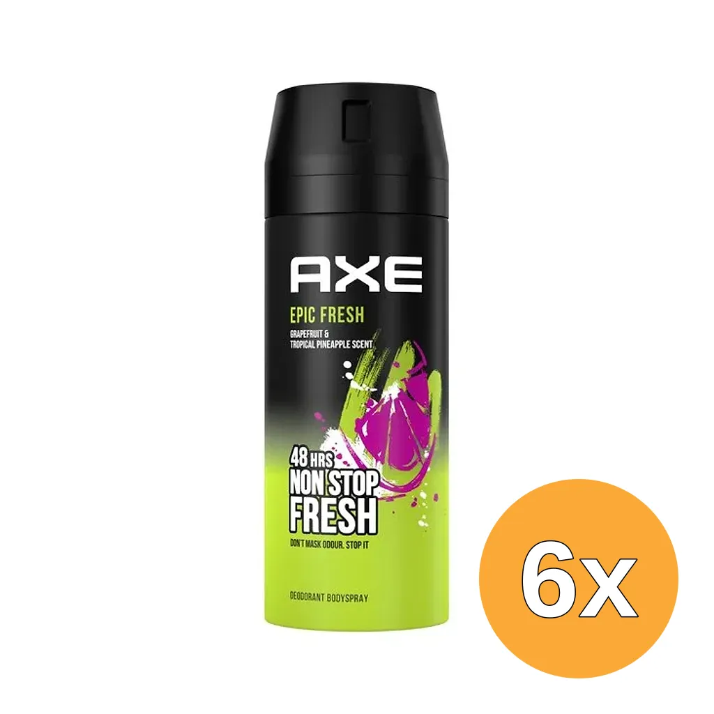 6x Axe Body Spray Epic Fresh (150 ml)