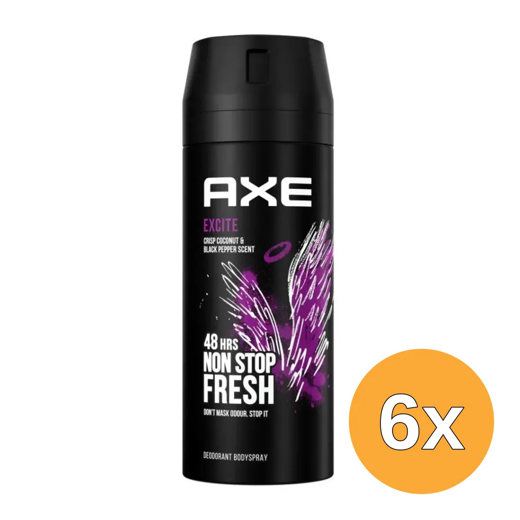 6x Axe Deodorant bodyspray excite (150 ml)