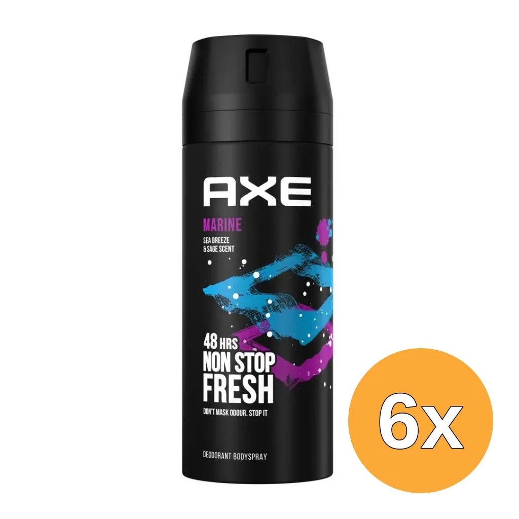 6x Axe Deodorant bodyspray marine (150 ml)