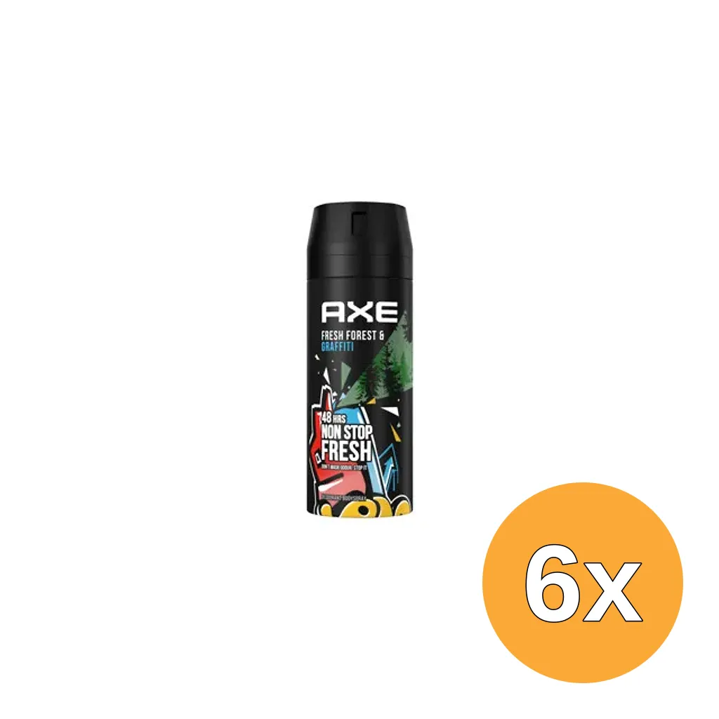 6x Axe Deodorant Bodyspray Fresh Forest &Graffiti (150 ml)