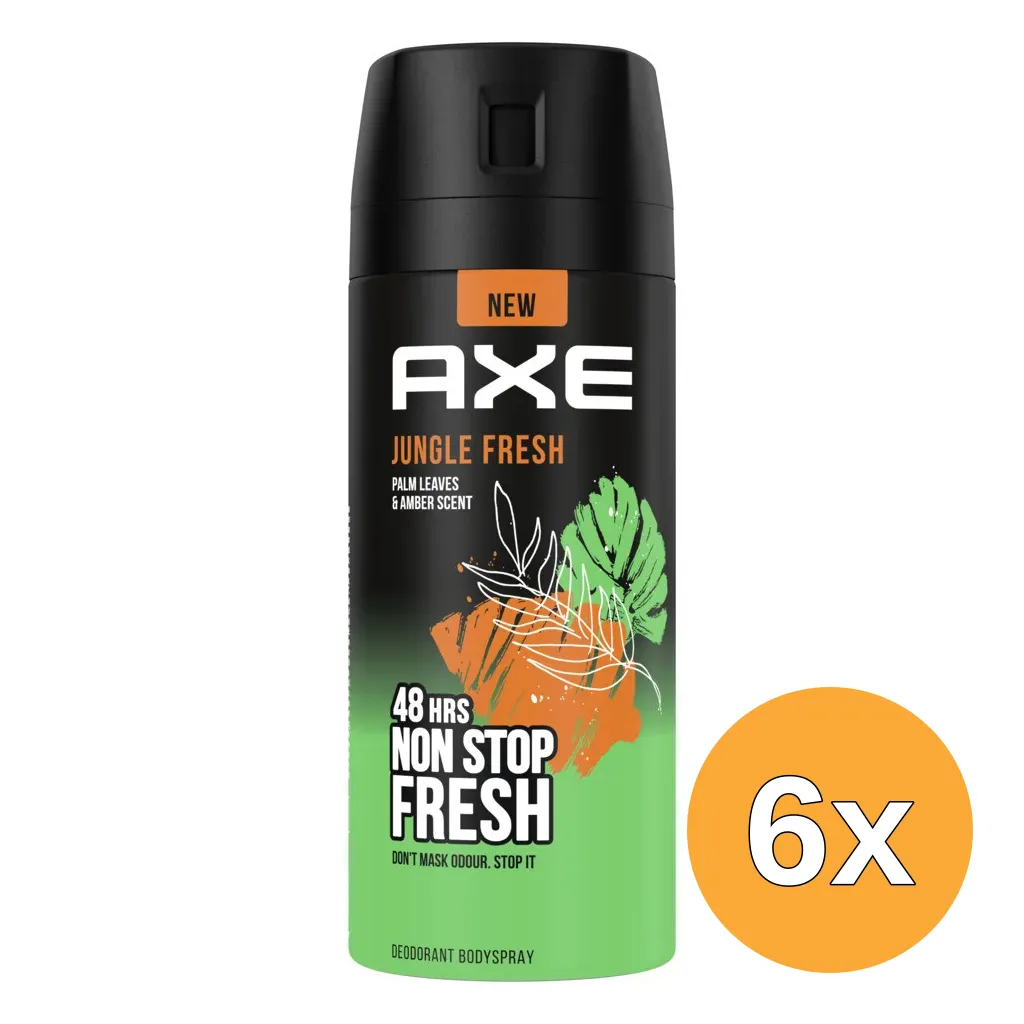 6x Axe Bodyspray Jungle Fresh (150 ml)