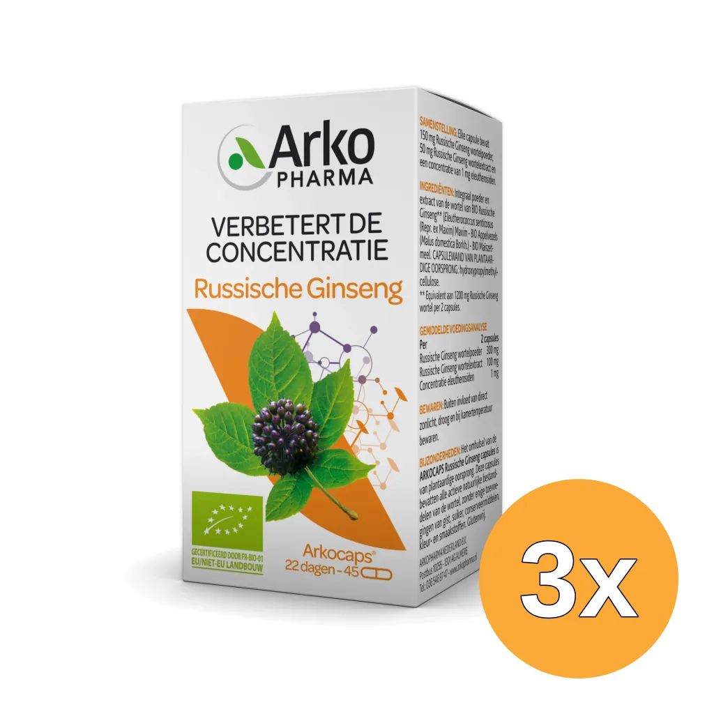 3x Arkocaps Russische Ginseng Bio (45 capsules)
