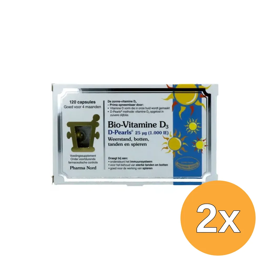 2x Pharma Nord Bio Vitamine D3 25mcg 1000IE (120 capsules)