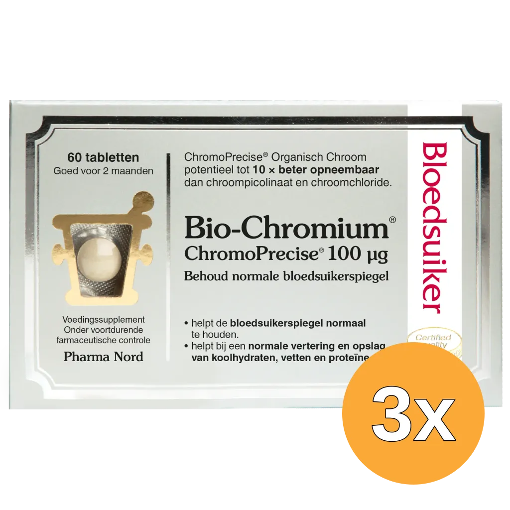 3x Pharma Nord Bio Chromium Bloedsuiker (60 tabletten)