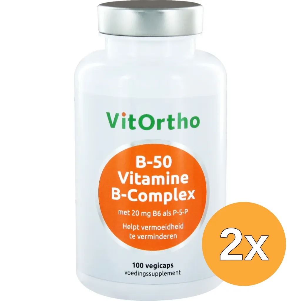 2x VitOrtho B-50 Vitamine B-complex (100 vega capsules)