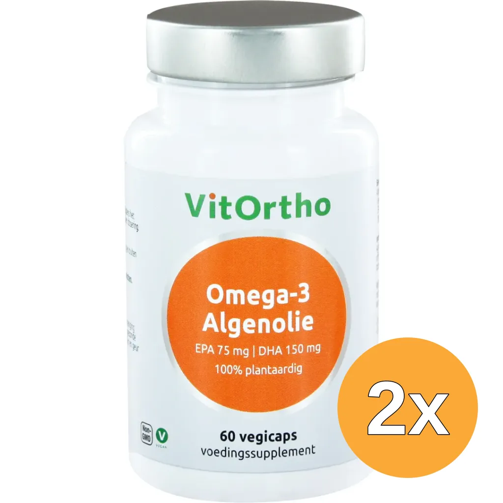 2x Vitortho Omega-3 Algenolie - Epa 75 Mg | Dha 150 Mg Vegan (60 vega capsules)