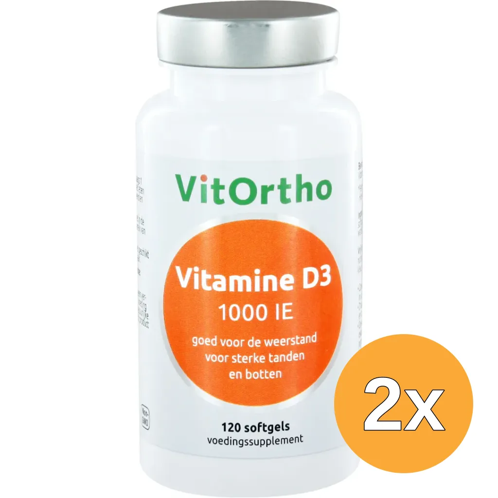 2x VitOrtho Vitamine D3 1000IE (120 softgels)