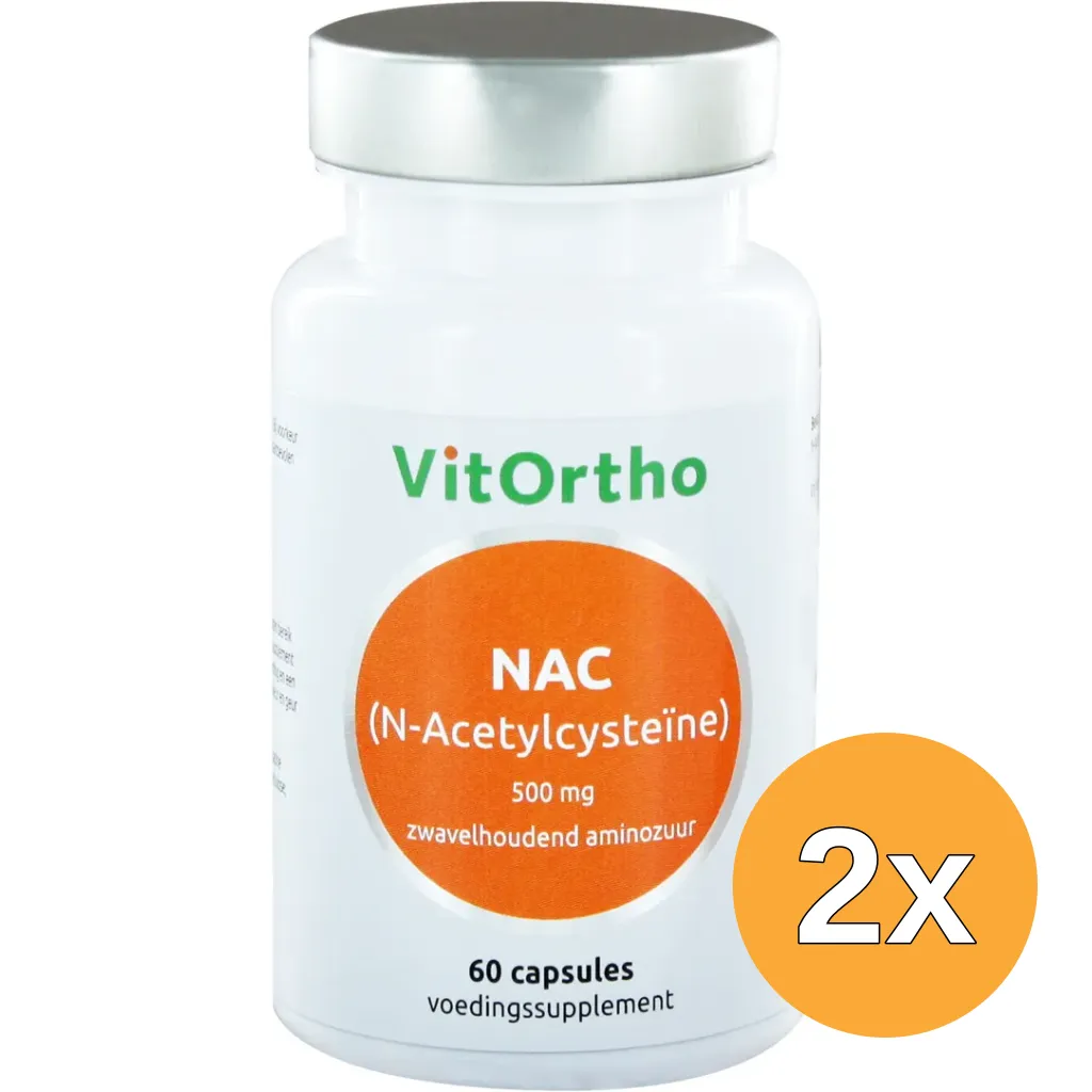 2x VitOrtho NAC N-Acetyl cysteine 500 mg (60 capsules)