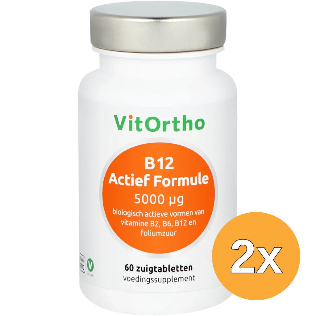 2x Vitortho B12 Actief Formule 5000 Mcg (60 zuigtabletten)