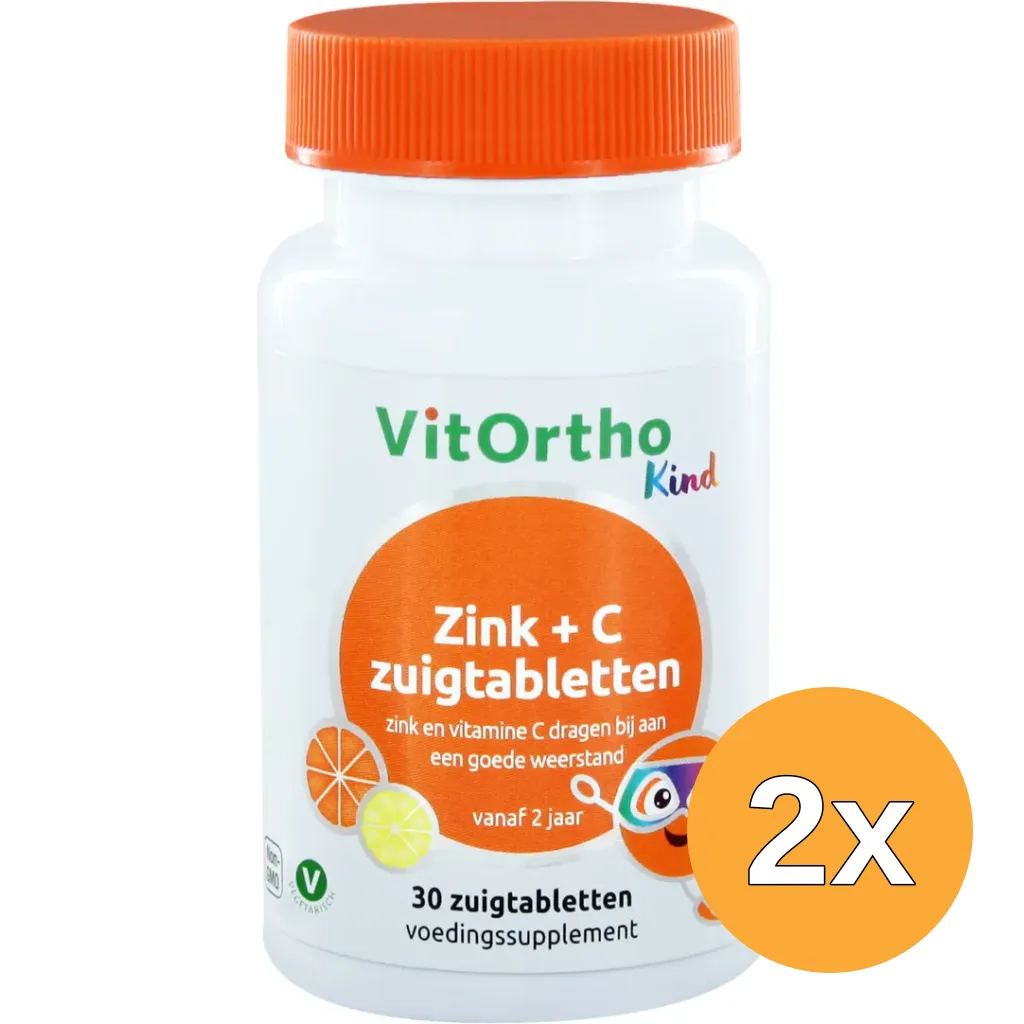 2x VitOrtho Zink + C kind  (30 zuigtabletten)