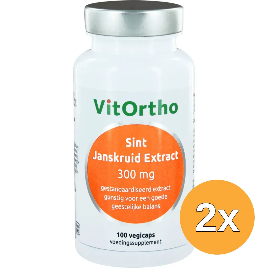 2x VitOrtho Sint Janskruid extract 300 mg (100 vega capsules)