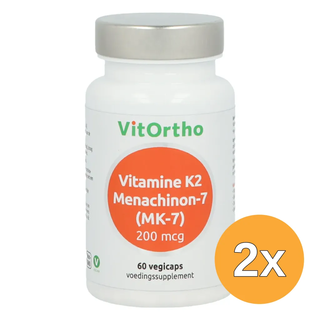 2x VitOrtho Vitamine K2 menachinon 7 200mcg (60 vega capsules)
