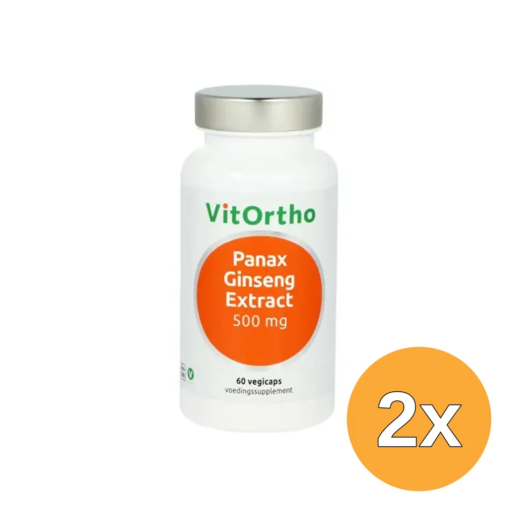 2x Vitortho Panax Ginseng Extract 500 Mg (60 vega capsules)