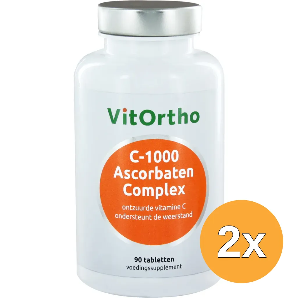 2x VitOrtho C-1000 Ascorbaten complex (90 tabletten)