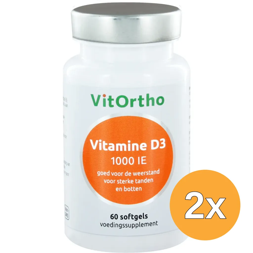 2x VitOrtho Vitamine D3 1000IE (60 softgels)