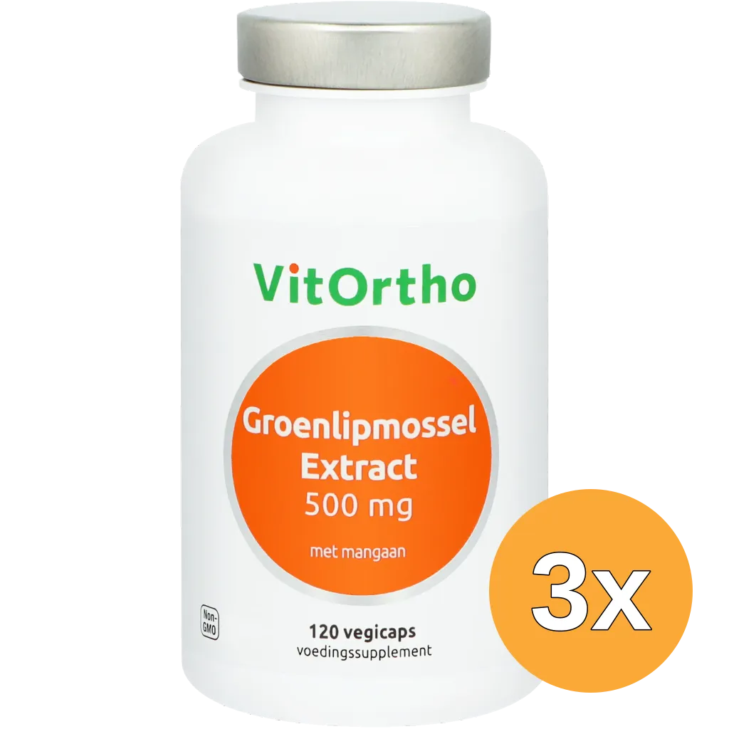 3x VitOrtho Groenlipmossel Extract 500 mg (120 vega capsules)