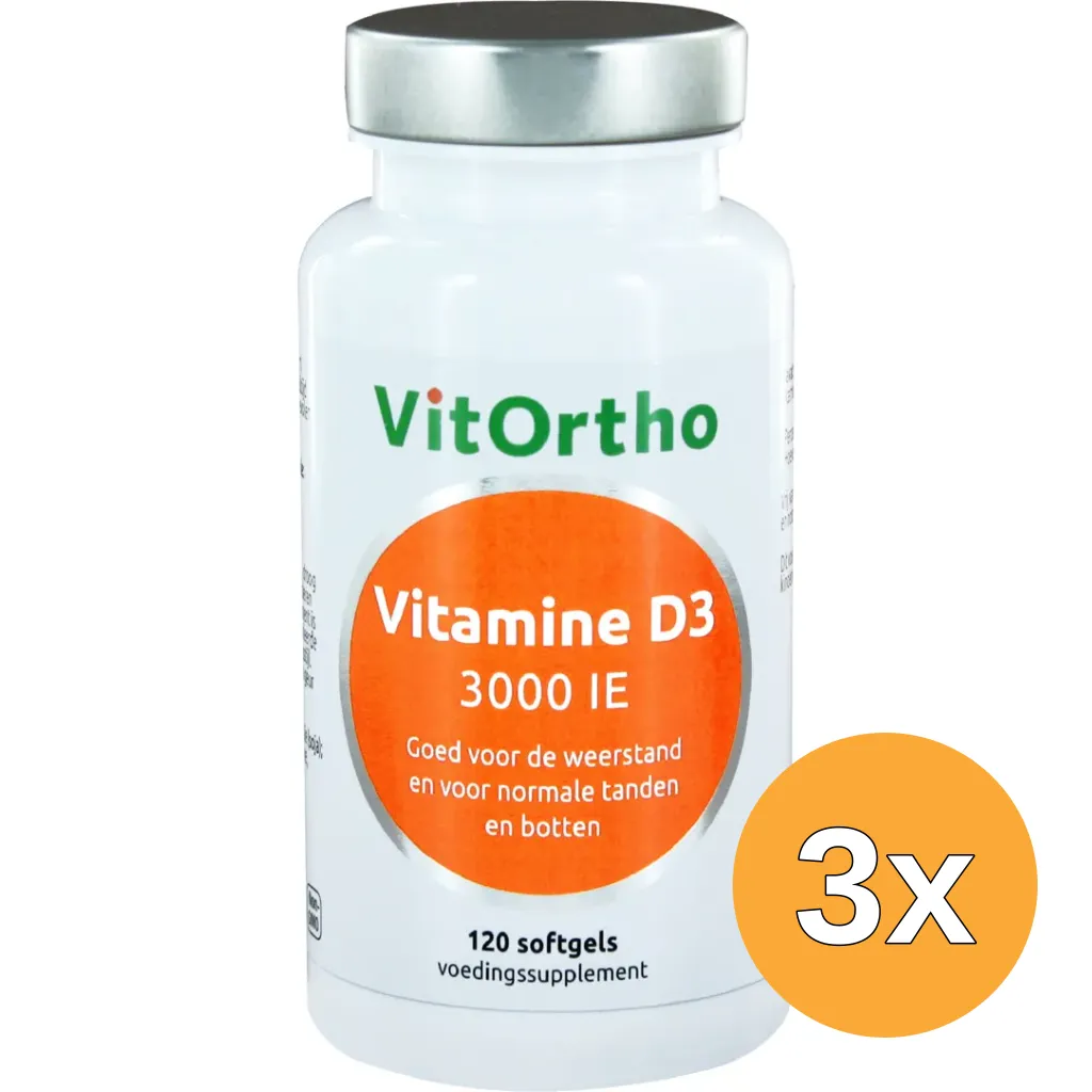 3x VitOrtho Vitamine D3 3000IE (120 softgels)