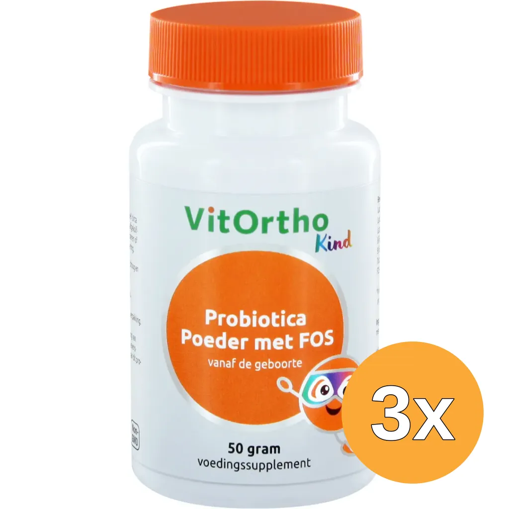 3x Vitortho Biotica Poeder Met Fos Kind Vh Probiotica (50 gr)