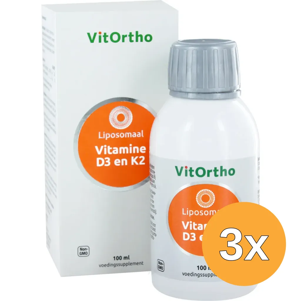 3x VitOrtho Vitamine D3 en K2 liposomaal (100 ml)