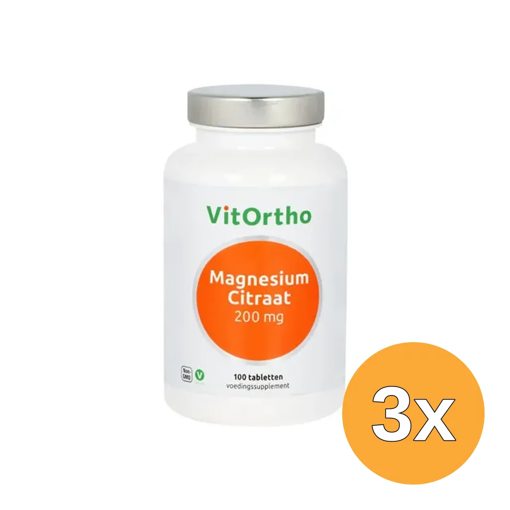 3x VitOrtho Magnesium citraat 200 mg (100 tabletten)