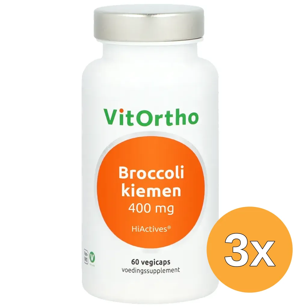 3x VitOrtho Broccolikiemen 400 mg HiActives (60 vega capsules)