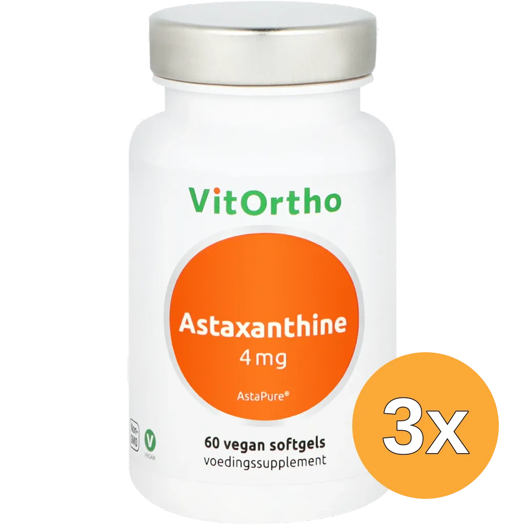 3x VitOrtho Astaxanthine 4mg AstaPure (60 vega capsules)