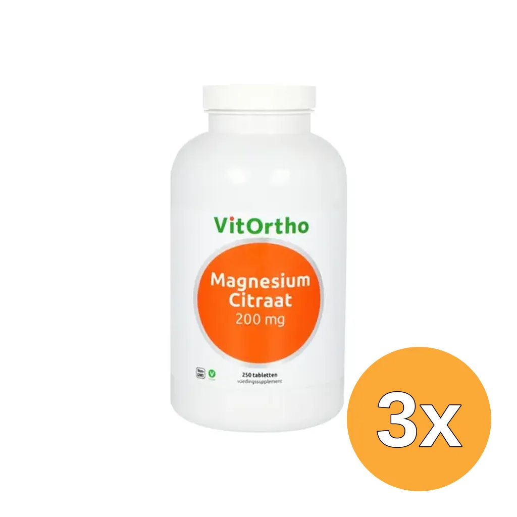 3x VitOrtho Magnesium citraat 200 mg (250 tabletten)