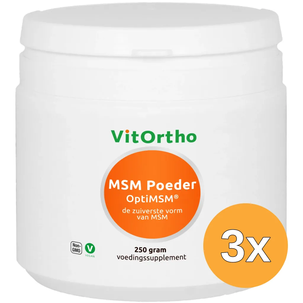 3x VitOrtho MSM Poeder OptiMSM (250 gr)