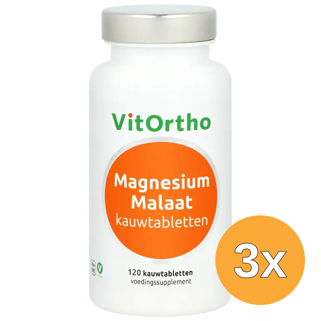 3x VitOrtho Magnesium Malaat kauwtabletten (120 kauwtabletten)