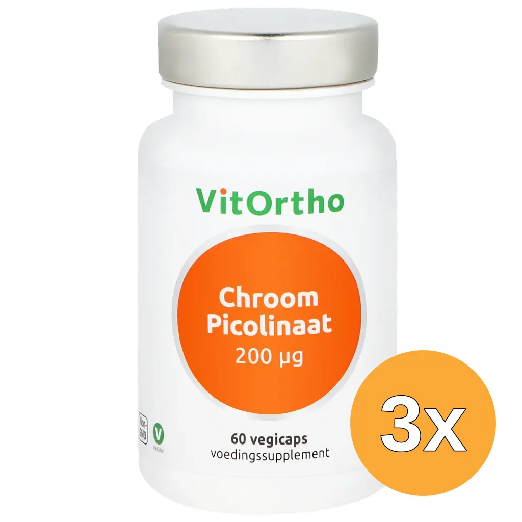 3x Vitortho Chroom Picolinaat 200 Mcg (60 vega capsules)