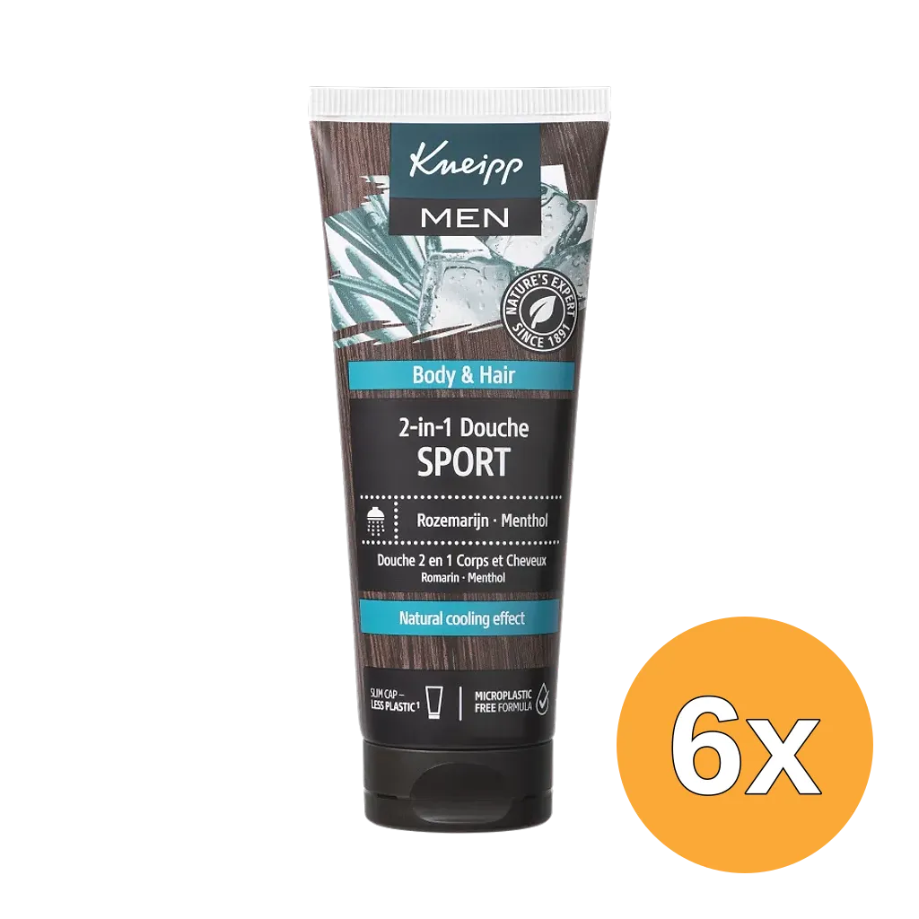 6x Kneipp Mini 2-in-1 Men Douchegel & Shampoo Sport (75 ml)
