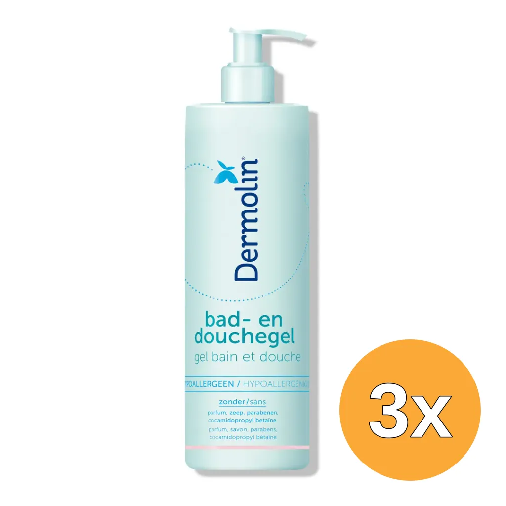 3x Dermolin Bad en Douchegel CAPB Vrij (400 ml)