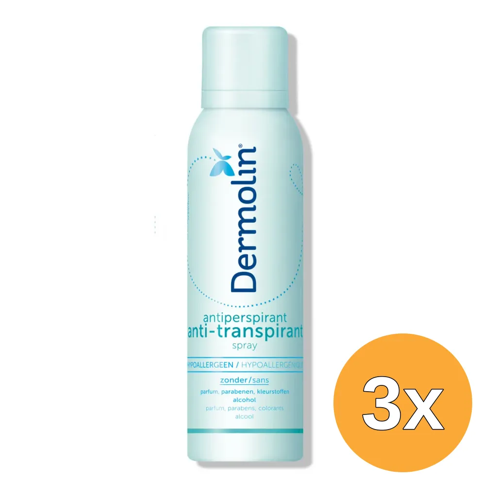 3x Dermolin Anti Transpirant Spray (150 ml)