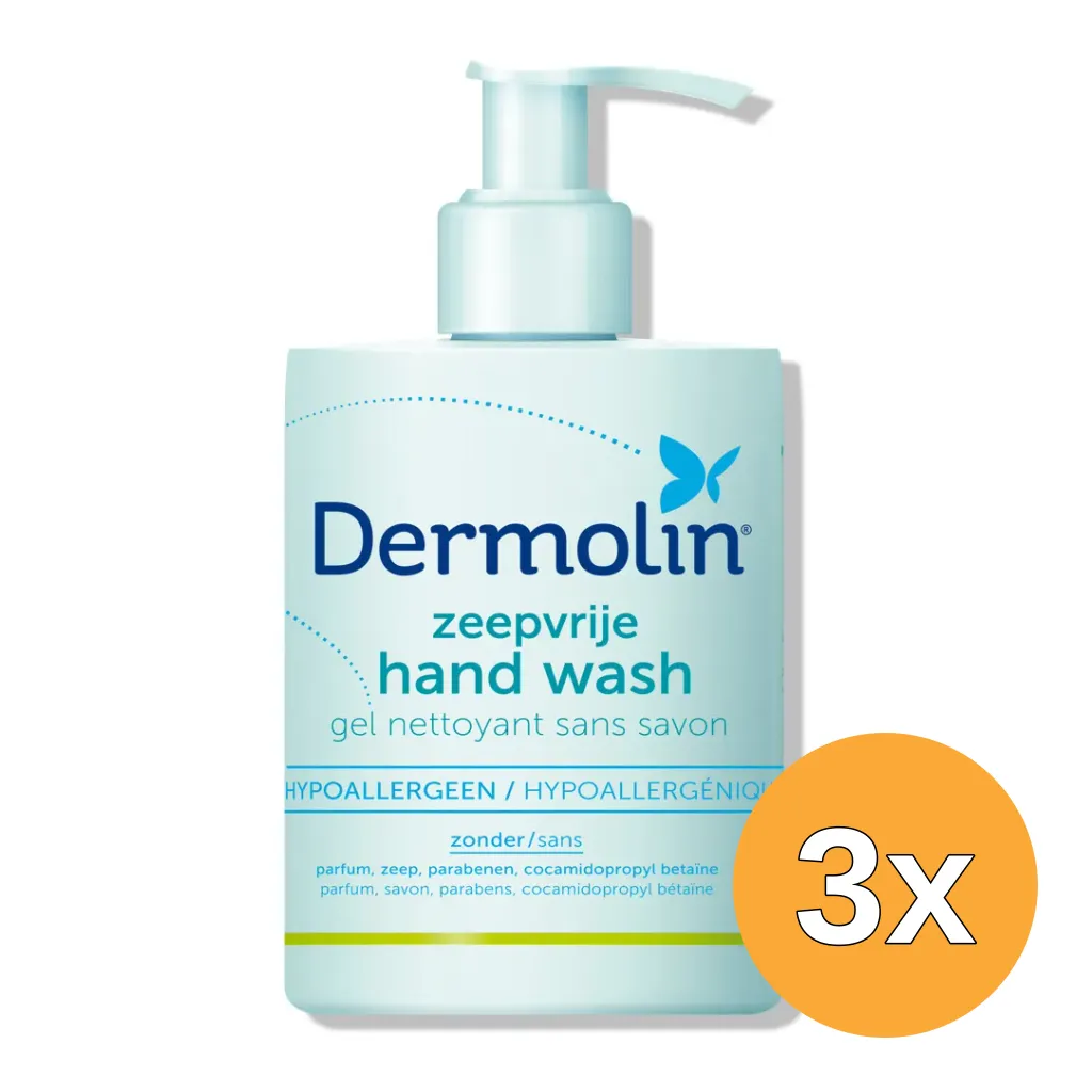 3x Dermolin Handwash Zeepvrij Dispenser (200 ml)