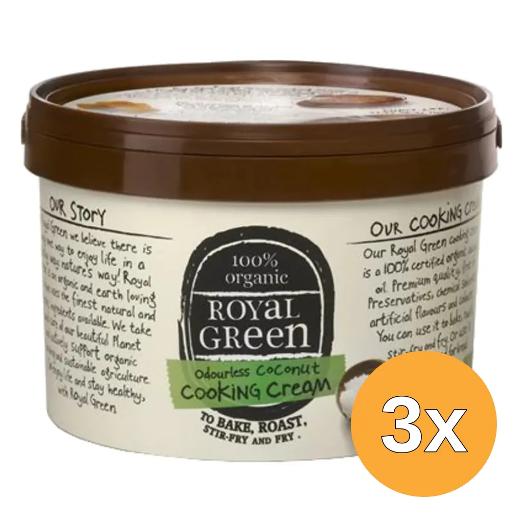 3x Royal Green Kokos Cooking Cream Odourless Bio (500 ml)