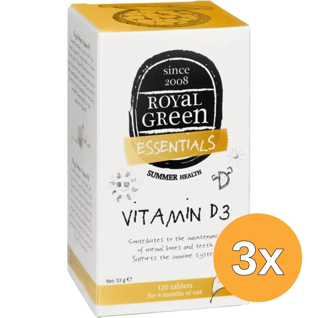3x Royal Green Vitamine D3 (120 tabletten)