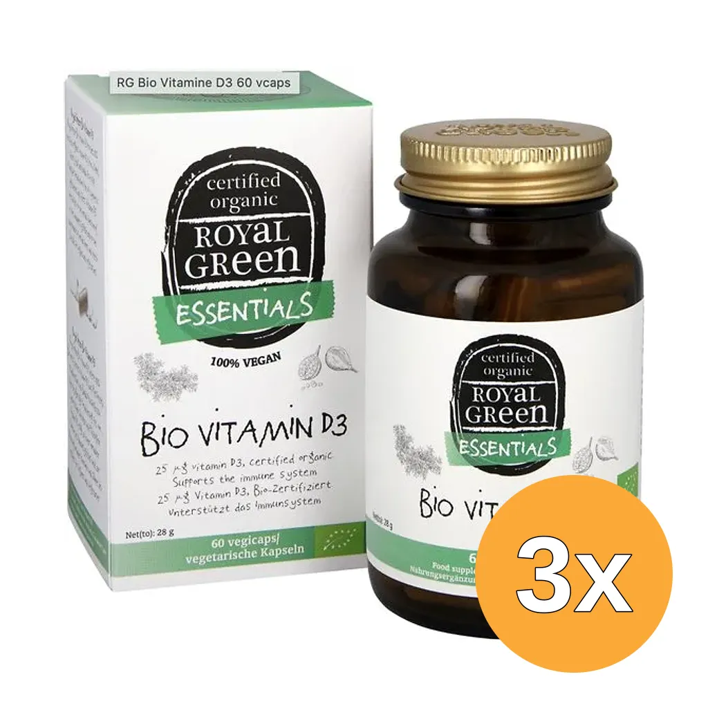 3x Royal Green Bio Vitamine D3 25mcg (60 vega capsules)