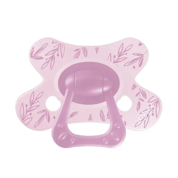 Difrax Fopspeen Natural Little Venture 12+ Maanden Berry Pink Leafs (1 stuk)