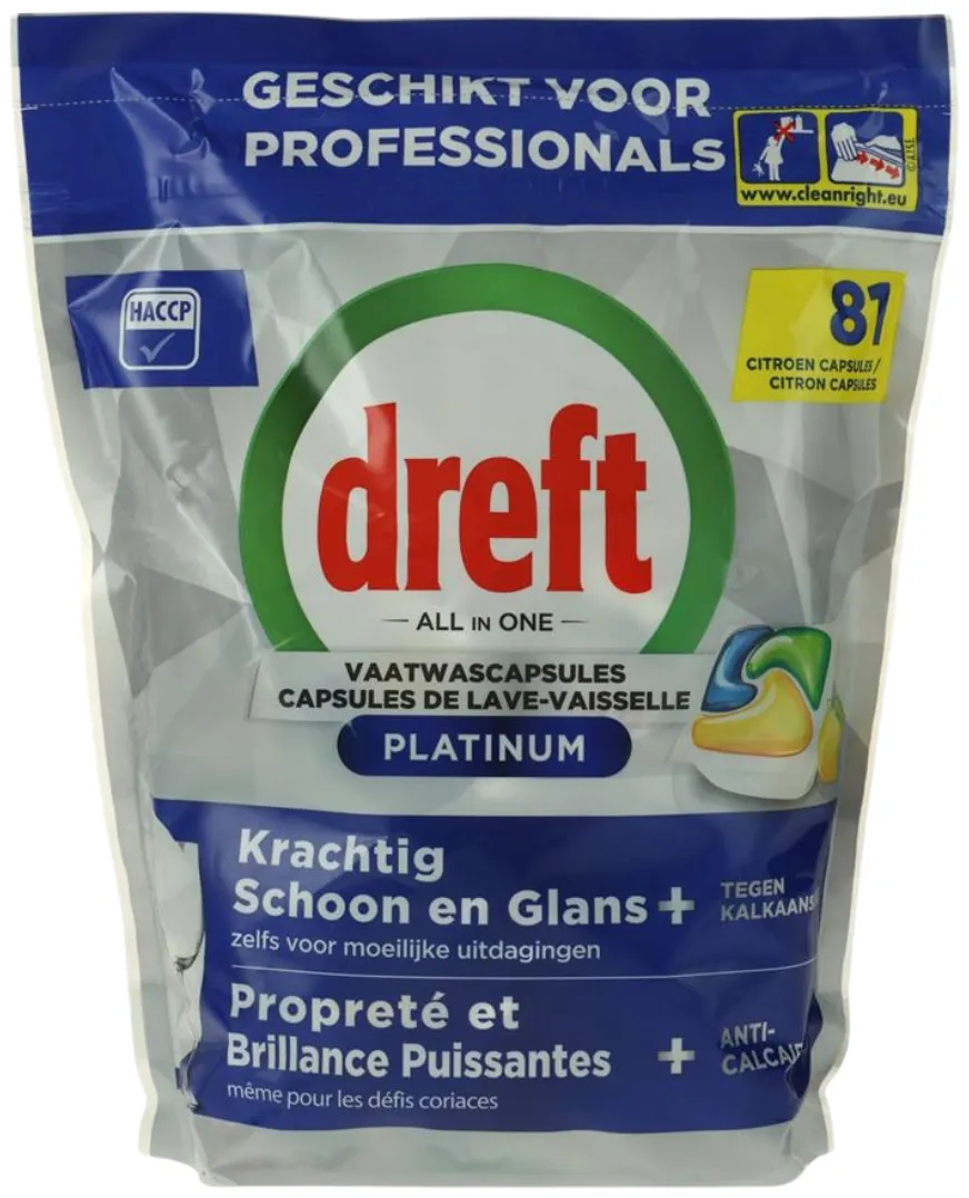 Dreft Professional Vaatwastabletten Platinum Lemon (81 stuks)