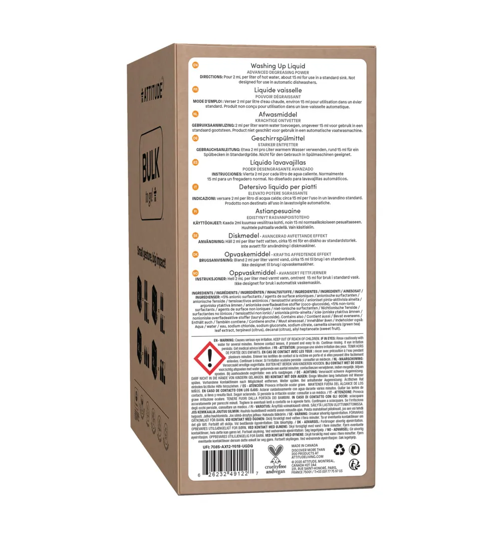 Attitude Nature+ Bulk2Go Afwasmiddel Citrus Zest (2000 ml) - image 2