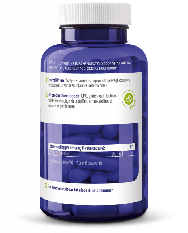Vitakruid Acetyl-L-Carnitine 500 mg (90 vega capsules) - image 2