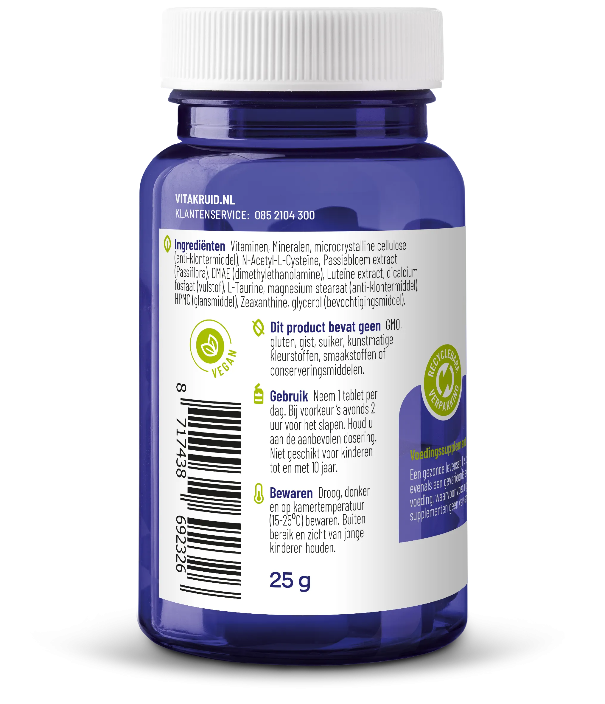 Vitakruid Multi Nacht Man 50+ 100% Vegan (30 tabletten)