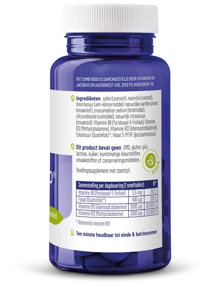 Vitakruid B12 Combi 6.000® met Actief Folaat Vitamine (120 smelttabletten) - image 2