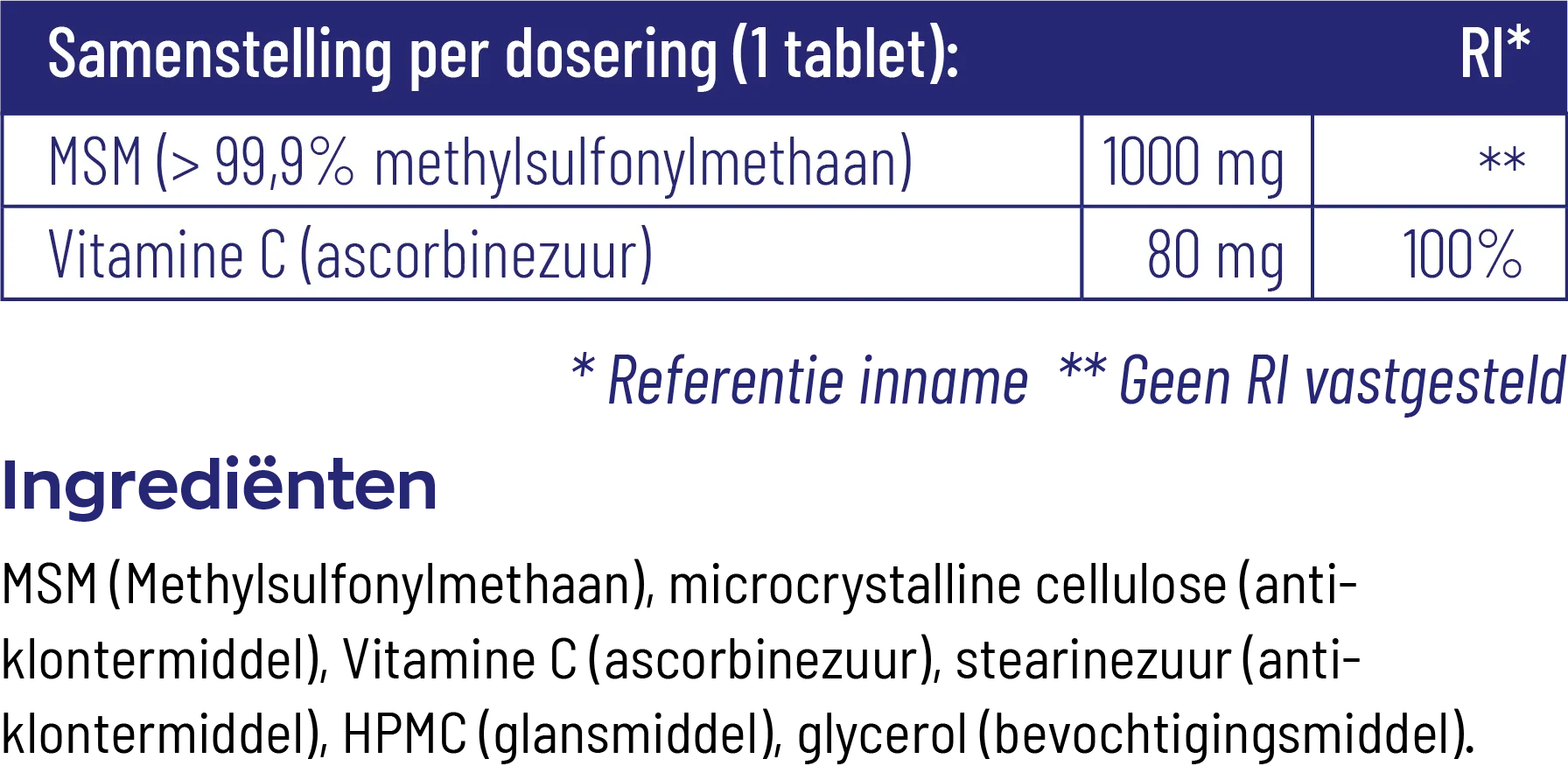 Vitakruid MSM 1000 mg > 99,9% Zuiver + Vitamine C (120 tabletten) - image 3