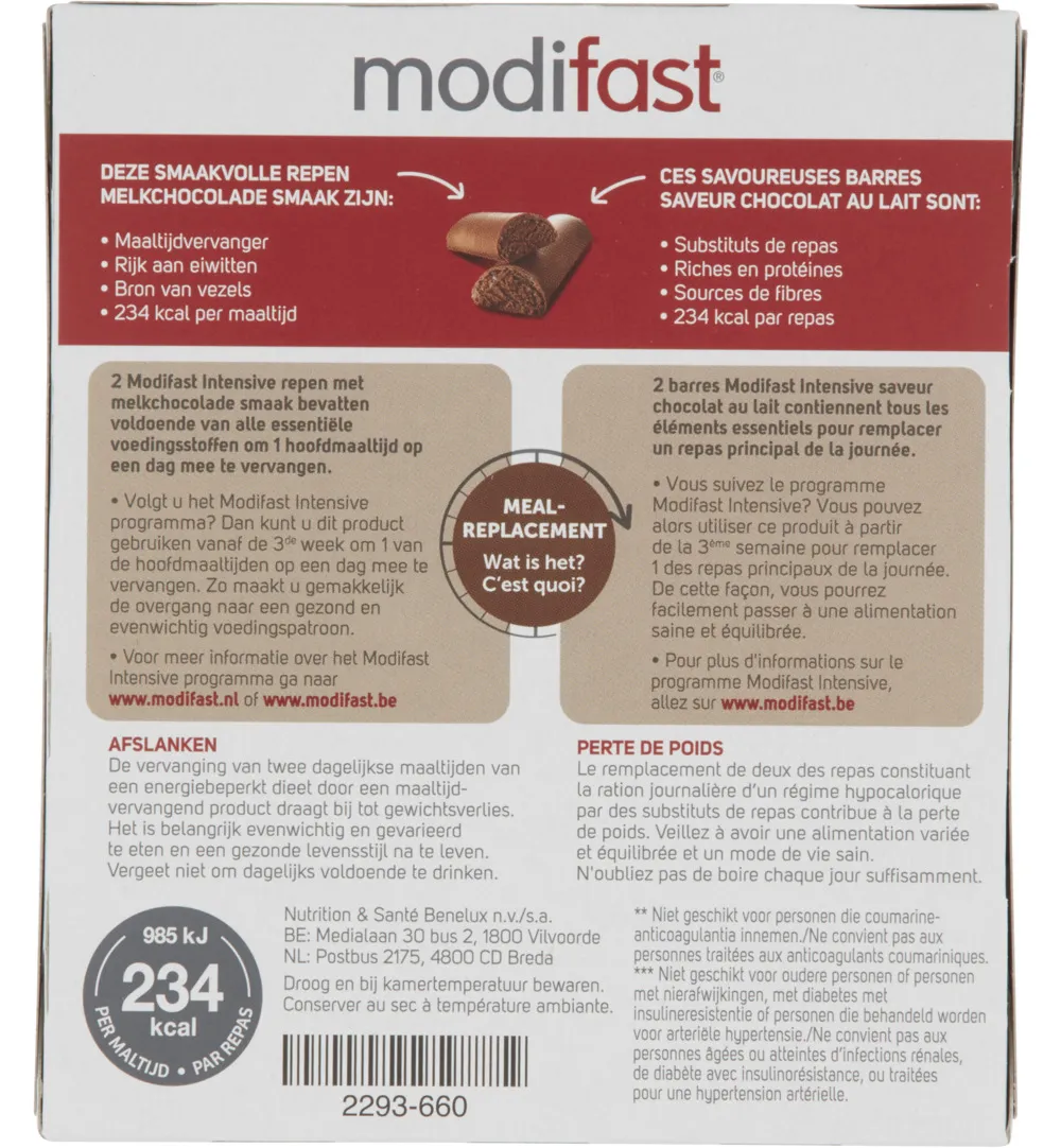 Modifast Intensive Snack & Meal Lunchreep Melkchocolade (6 x 31 gr) - image 2