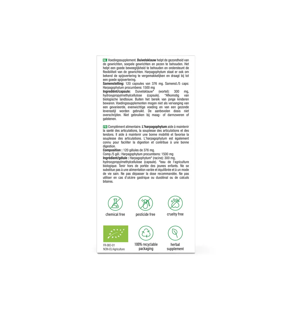 Purasana Duivelsklauw/Harpagophytum Vegan Bio (120 vega capsules) - image 2