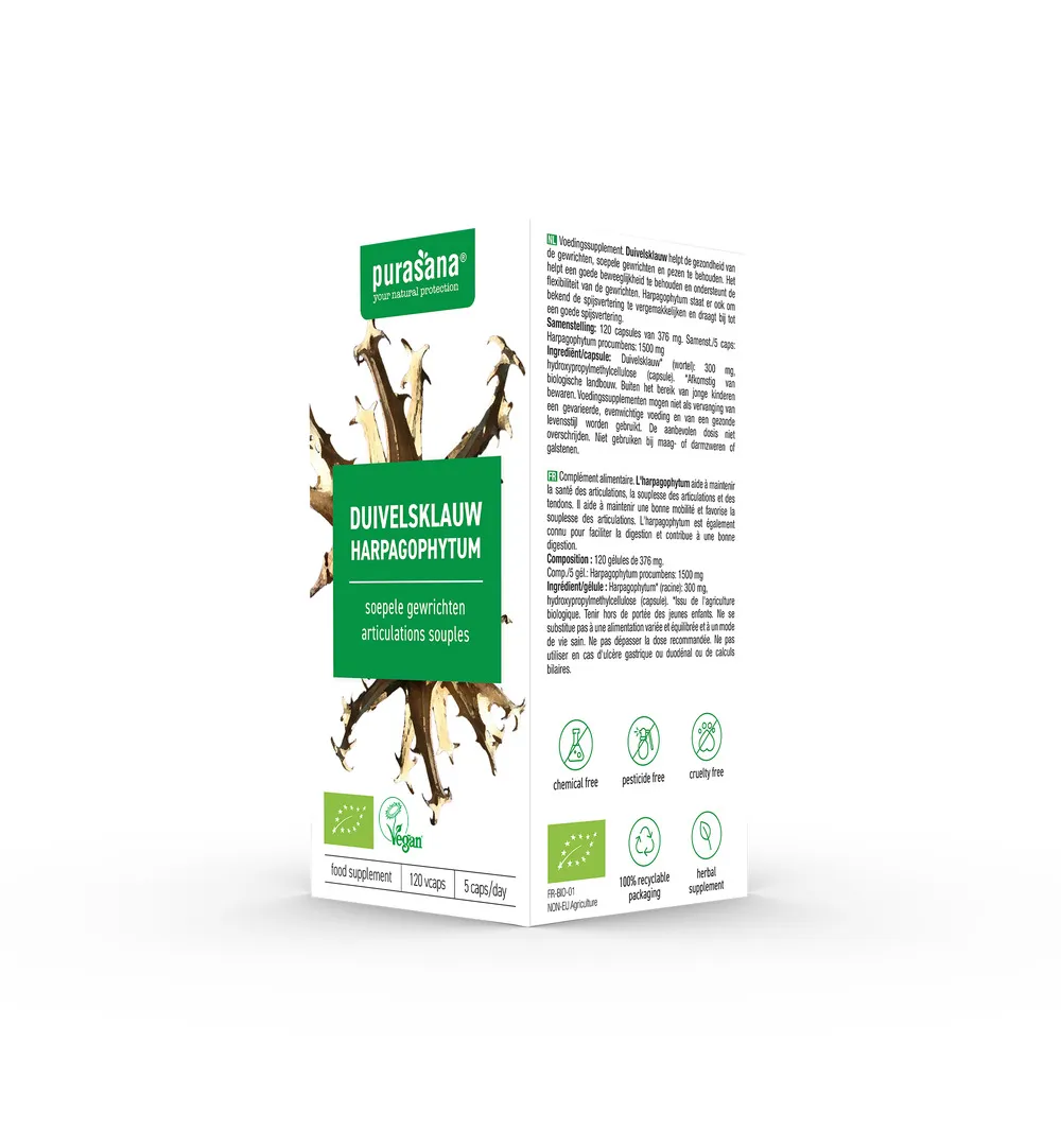 Purasana Duivelsklauw/Harpagophytum Vegan Bio (120 vega capsules) - image 4