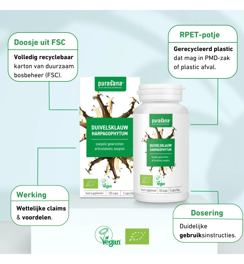 Purasana Duivelsklauw/Harpagophytum Vegan Bio (120 vega capsules) - image 8