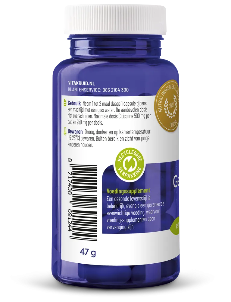 Vitakruid Geheugenformule Bacopa Monnieri Citicoline OPC (60 vega capsules)