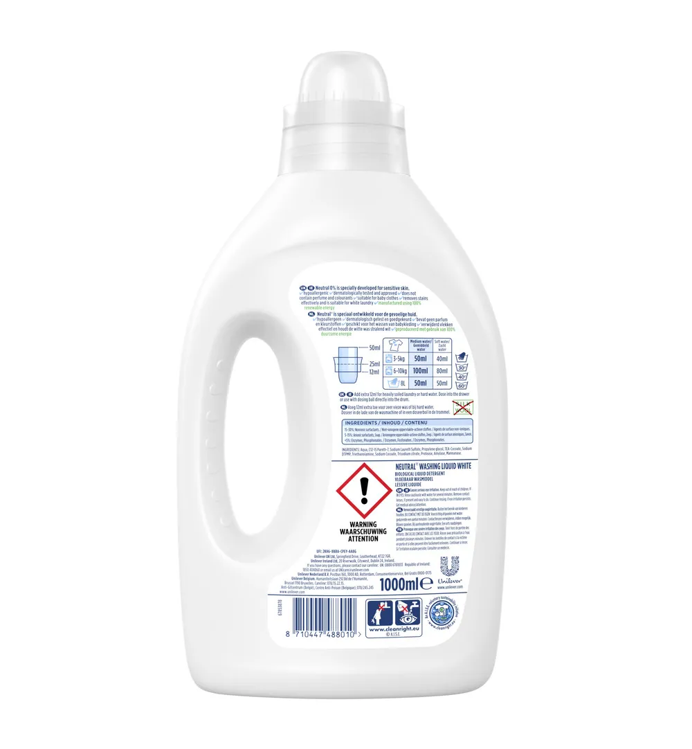 Neutral Wasmiddel Vloeibaar Hoofdwas Wit (1000 ml)